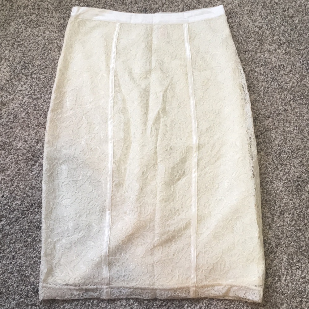 Cream Lacey Pencil Skirt